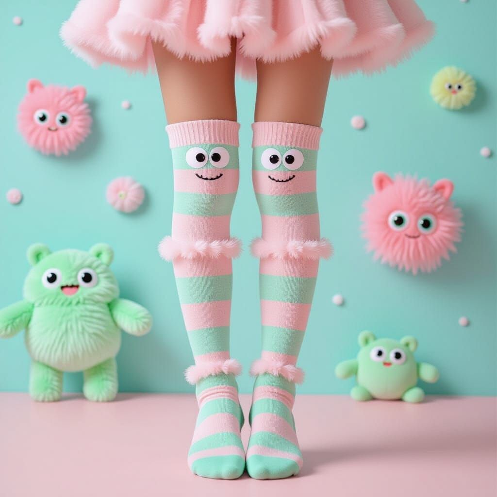 Ballet Dancer's Whimsical Socks in Surreal Pop Art Style