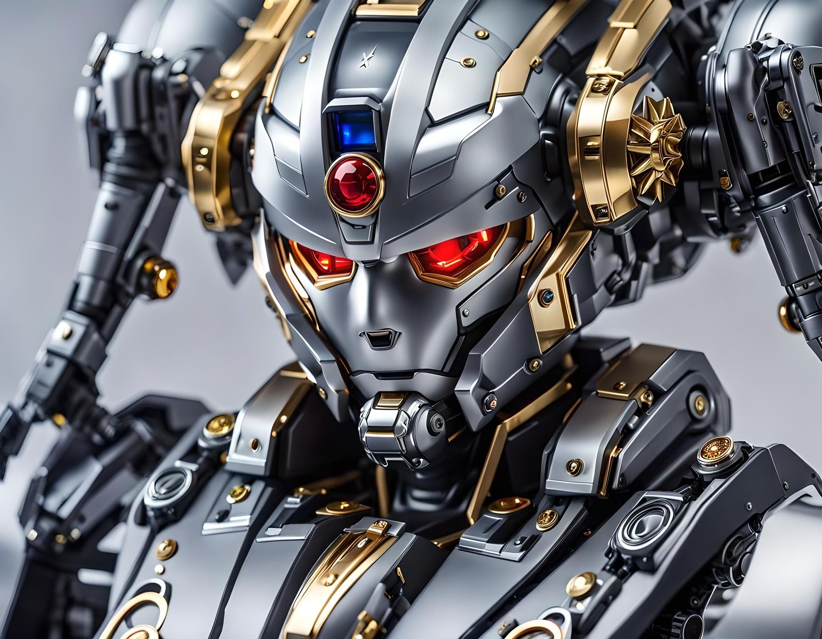 Miniature Android Robot Boss in Japanese Computer Art Style