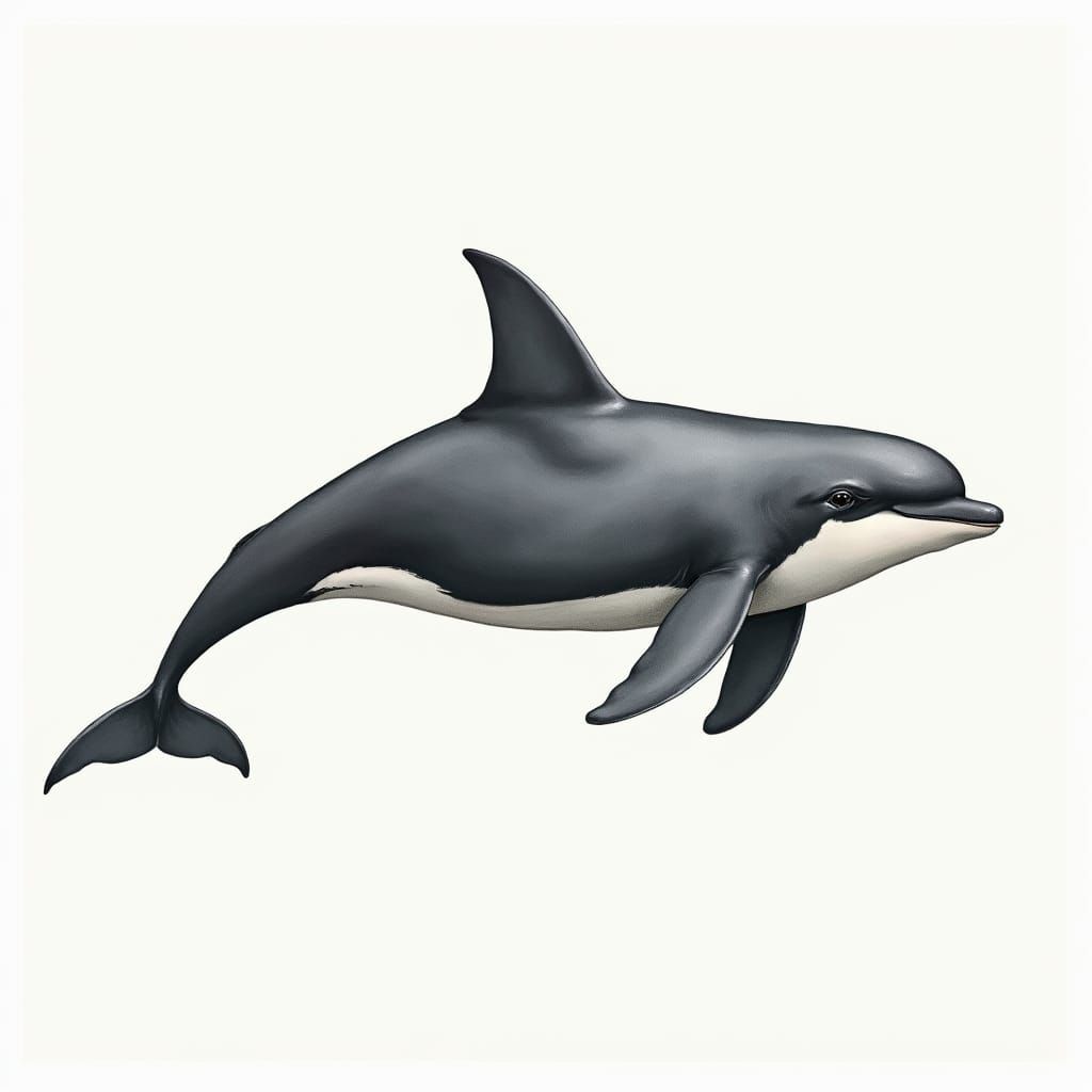 Compact, Grey Vaquita with Triangular Dorsal Fin, in Natural...
