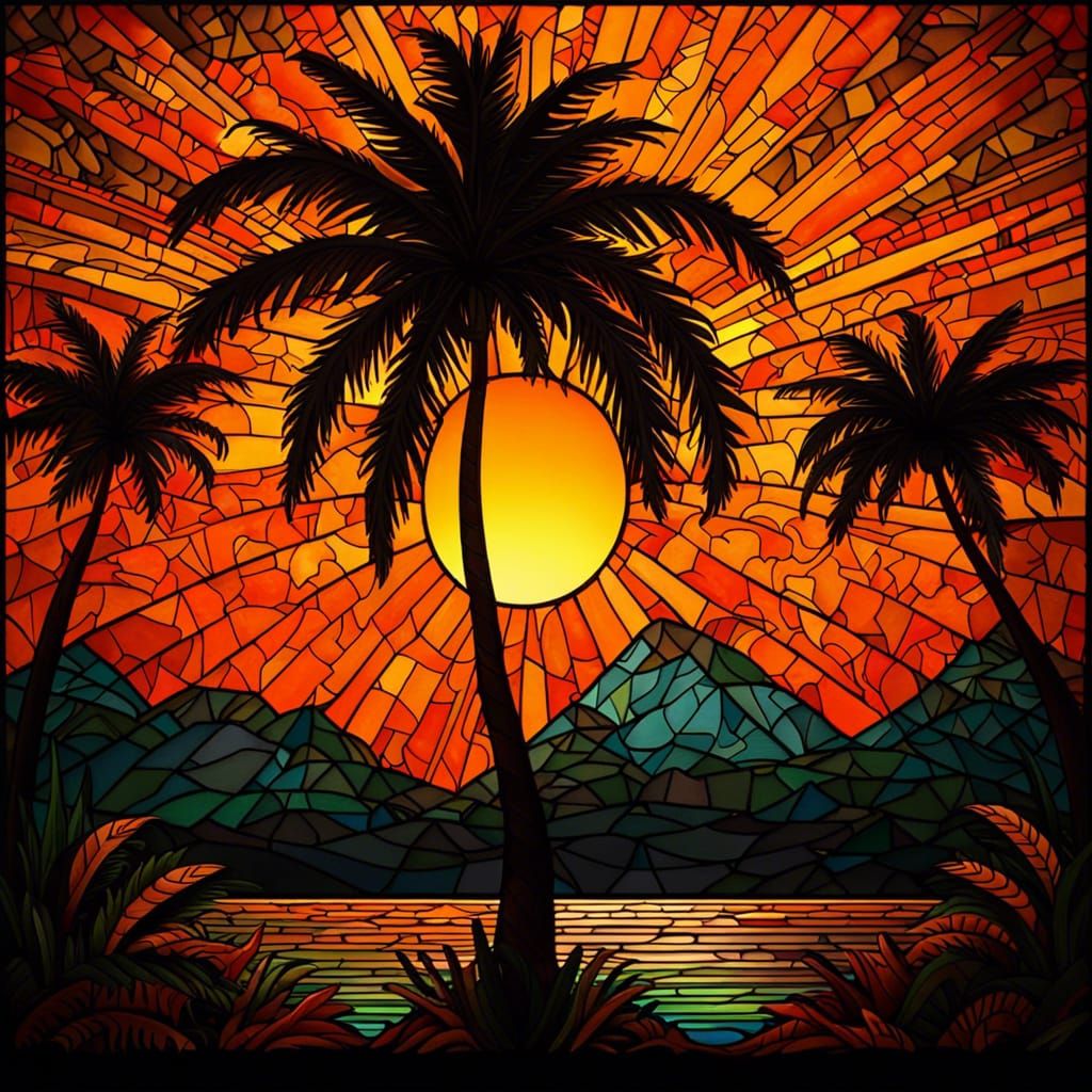 Tropical Palm Silhouette with Jamaican Colors