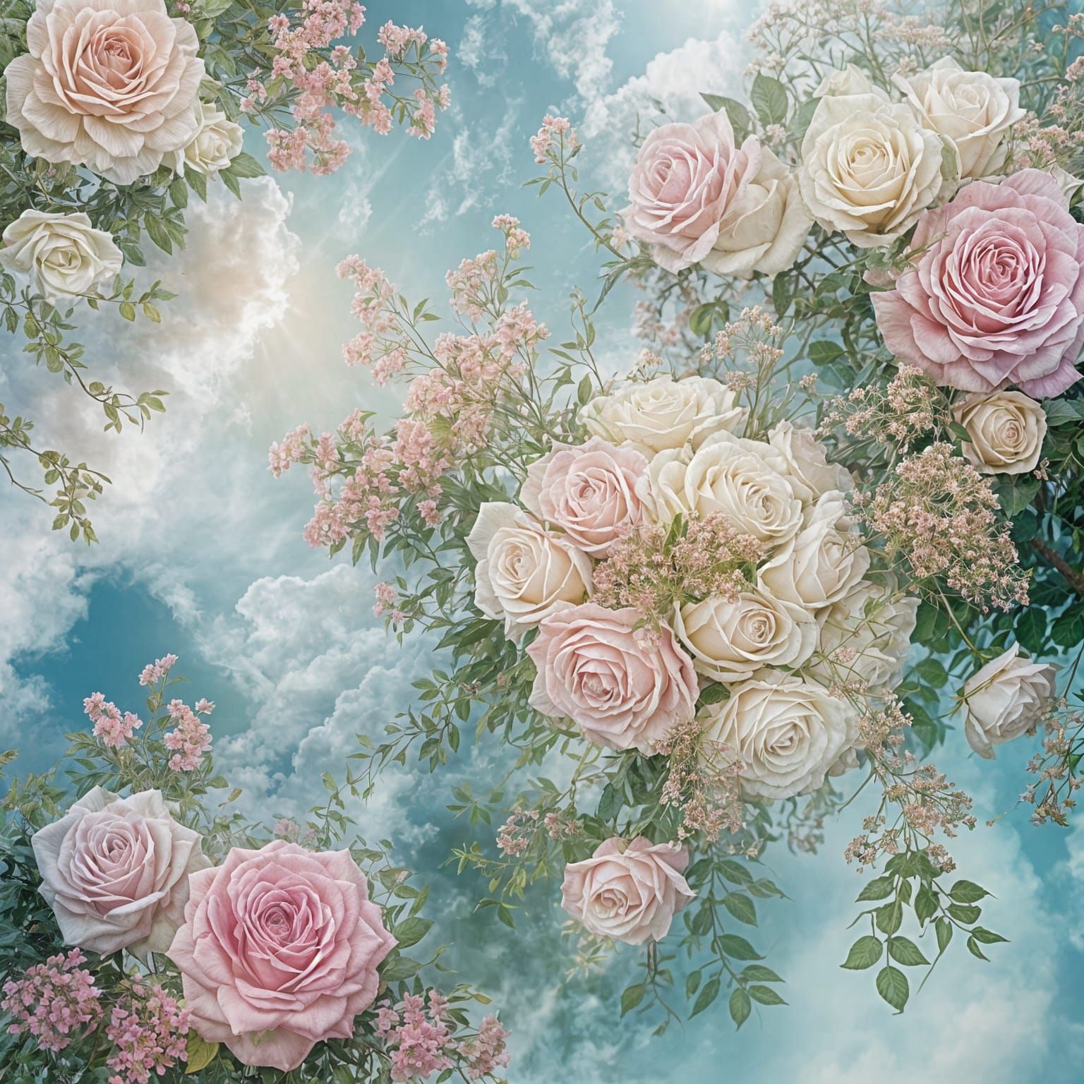 Victorian Roses and Lace in Pastel Colors