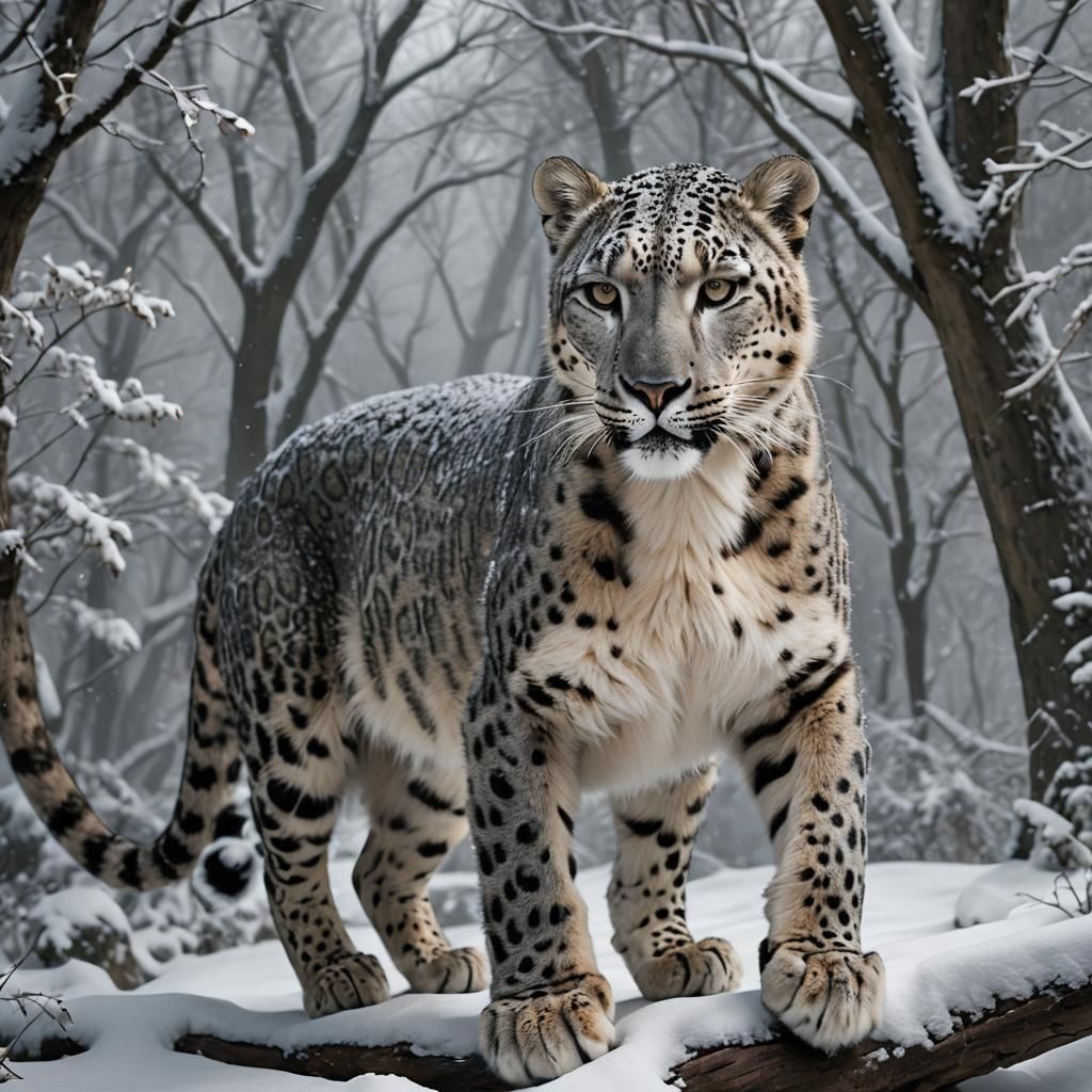 Hybrid Snow Leopard Creature in Cinematic Photo