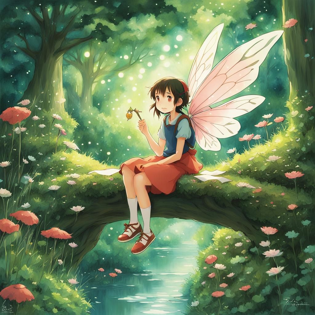 Studio Ghibli Fairy Girl in Anime Style
