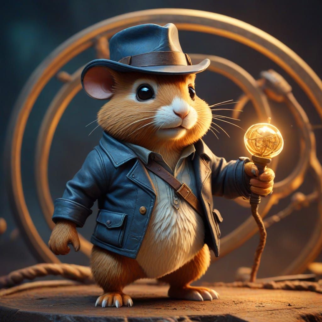 Heroic Hampster Indiana Jones in Ancient Mystical Realm