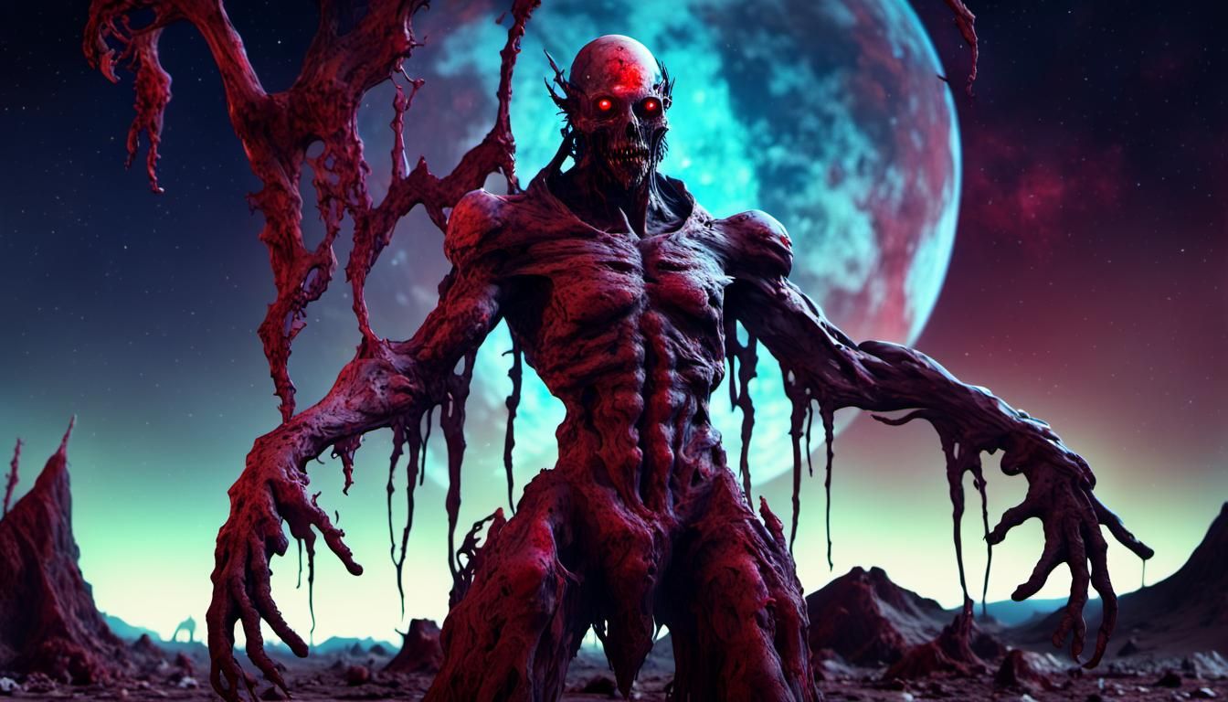 Darkness of ancient astro zombie death astral; heinous, grotesque sleek Crimson pale skin king of all vile.
Graham Ingel...