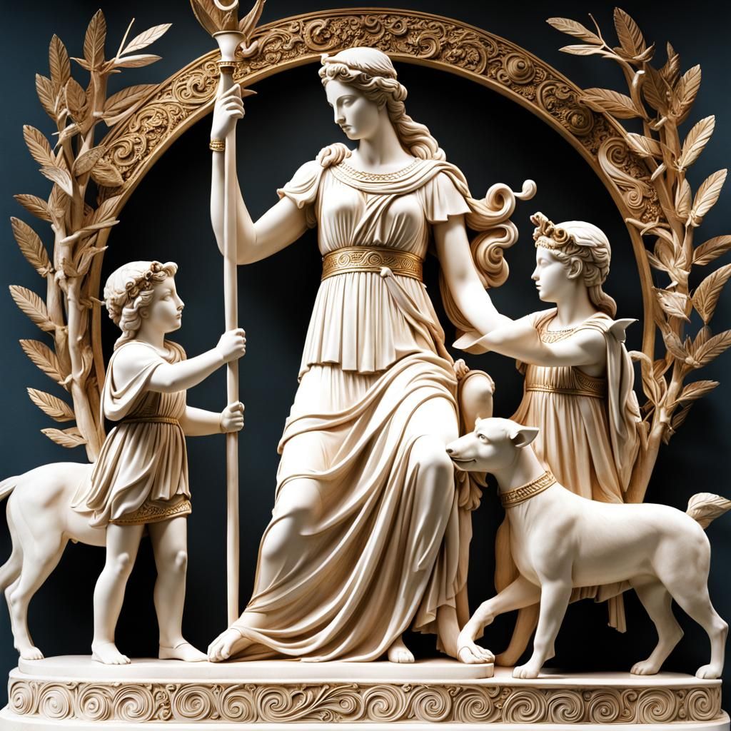 The Greek goddess Artemis protecting the children