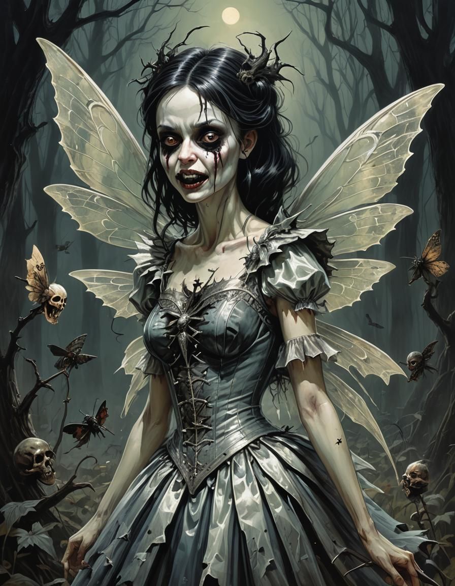 Sinister Gothic Horror Tooth Fairy in Dark Fantasy Style