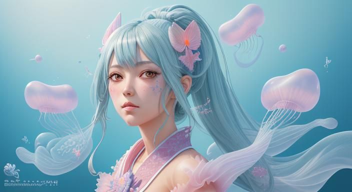 Sangonomiya Kokomi Fanart in a Pastel Ocean