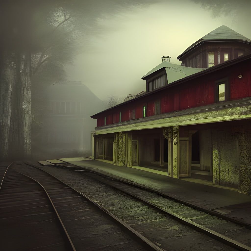 Creepy Abandoned Train Station: Detailed Matte Painting