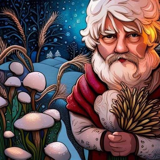 Chibi Father Frost's Snowy Garden: Mixed Media