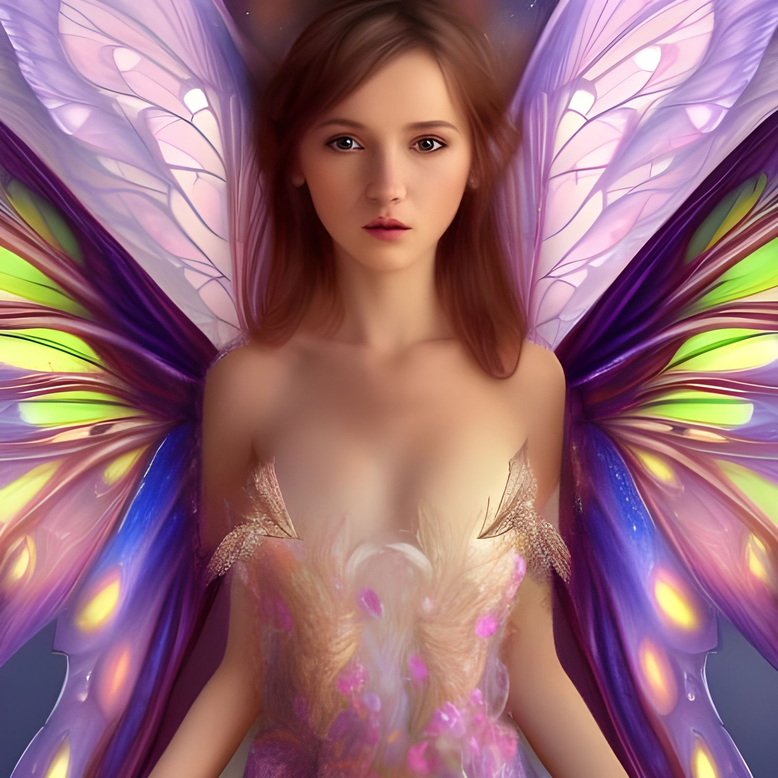 Beautiful Fairy Maiden Portrait in Digital Painting Style