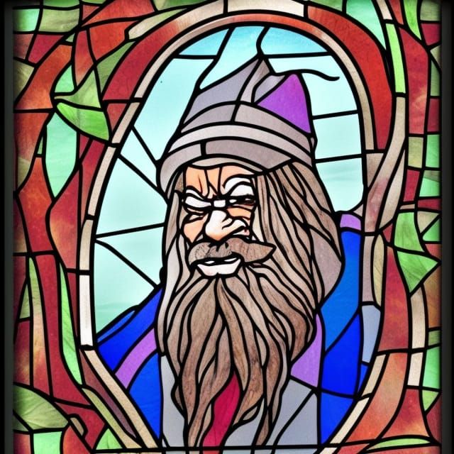Stained Glass Portrait of Evil Wizard