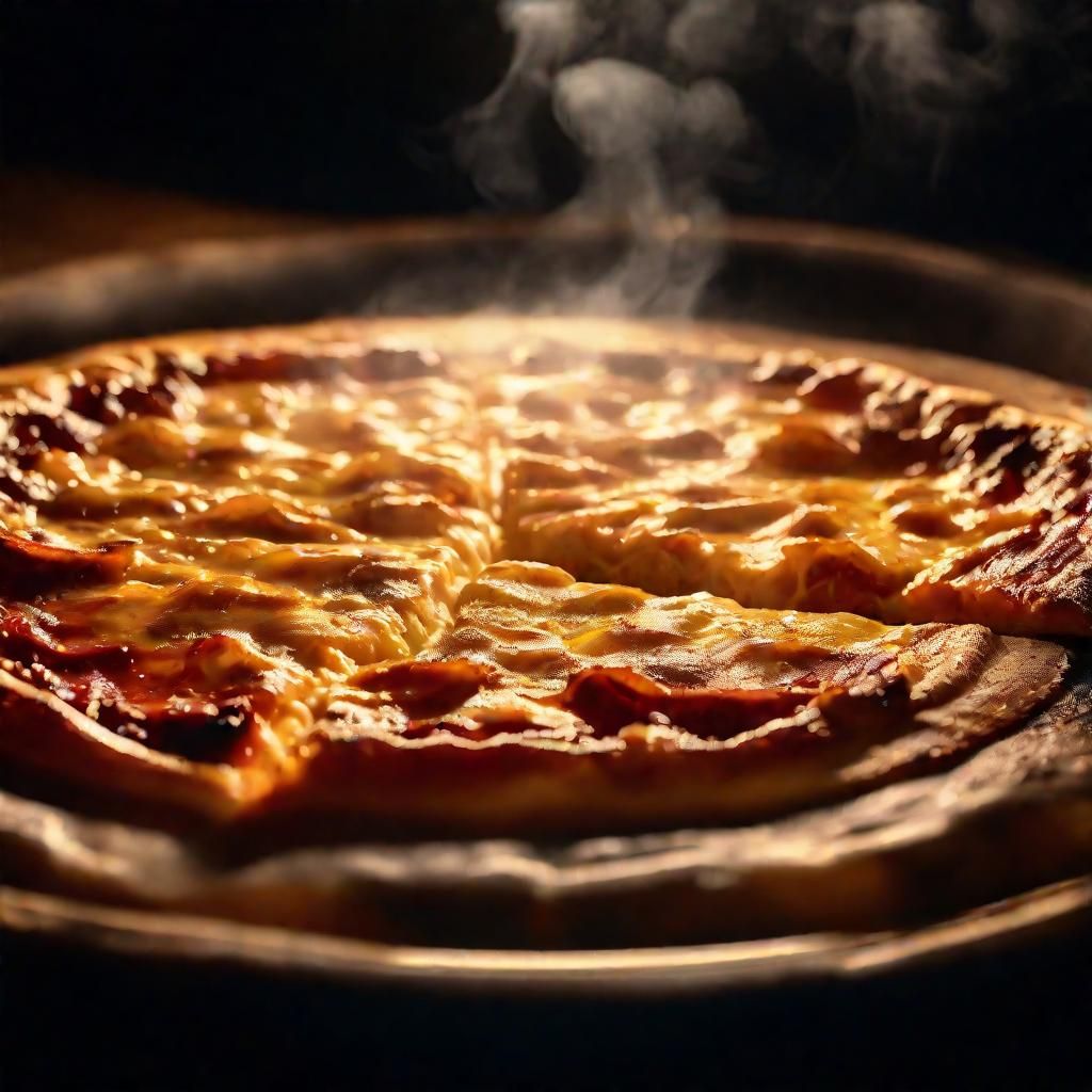 Sultry Smoky Pizza Portrait in Film Noir Style