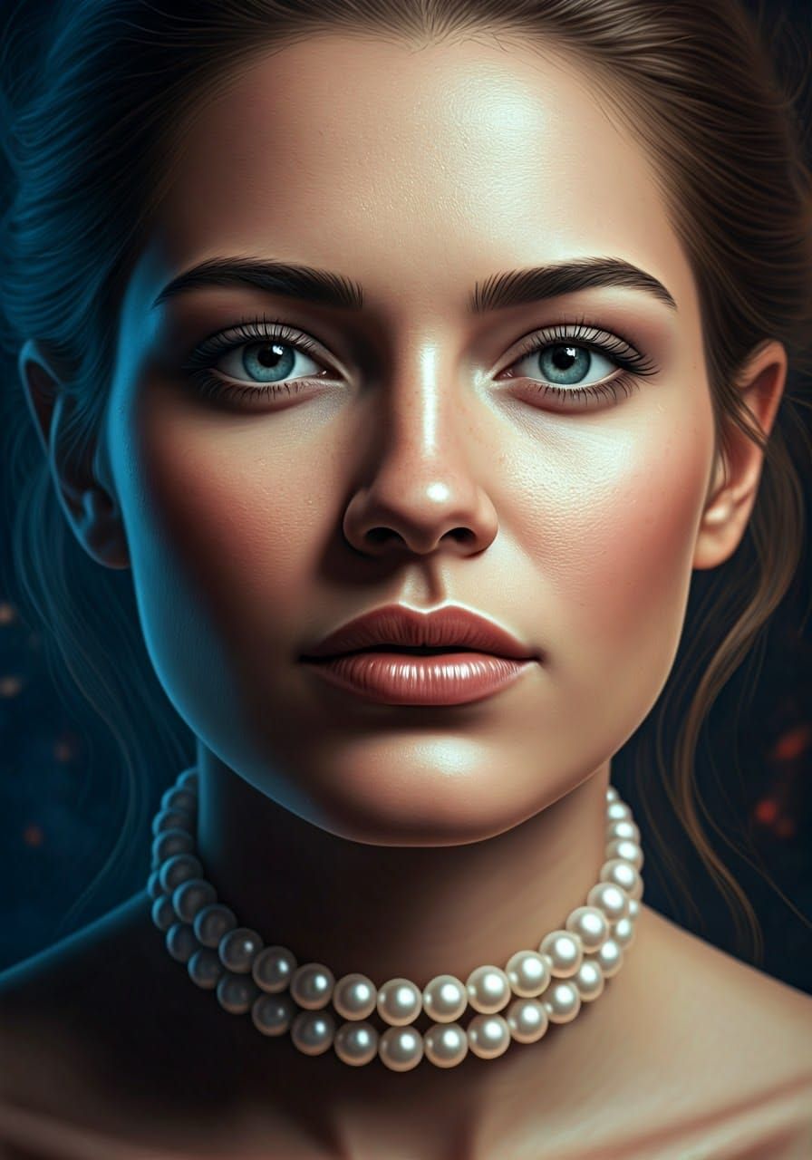 Elegantly Dressed Woman in Mystical Realistic Portrait