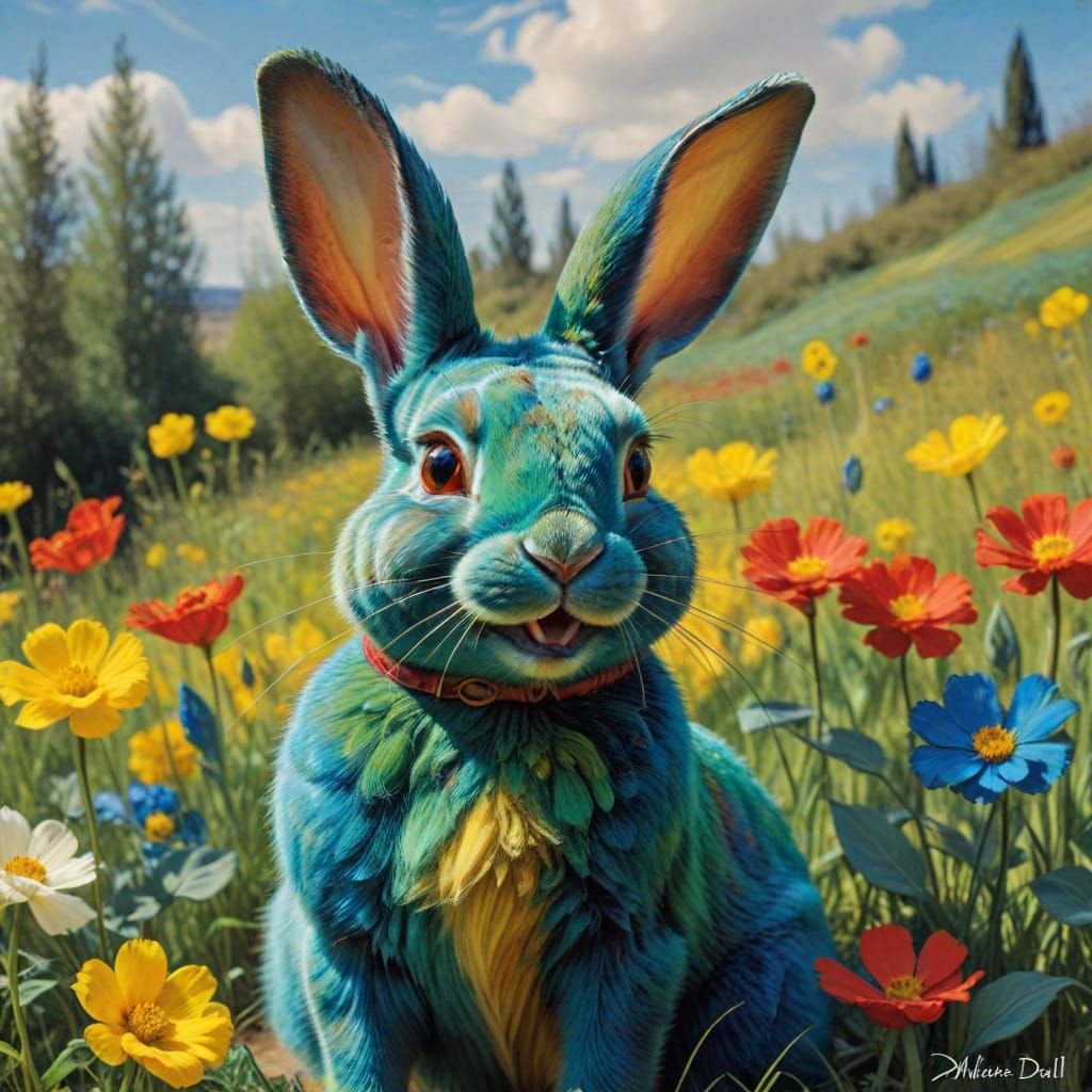 Smiling Rabbit Inspired by Monet and Dali