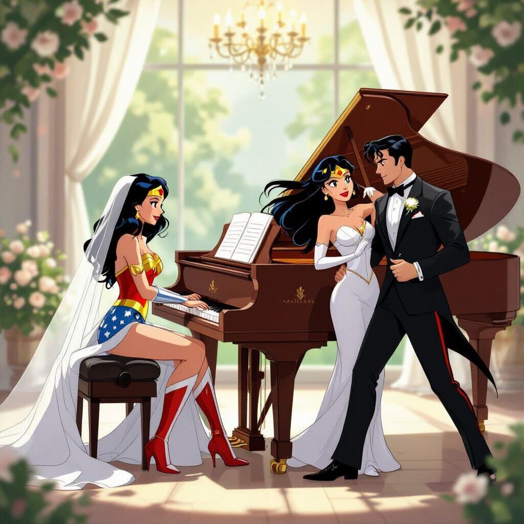 Wonder Woman Plays Piano at Wedding