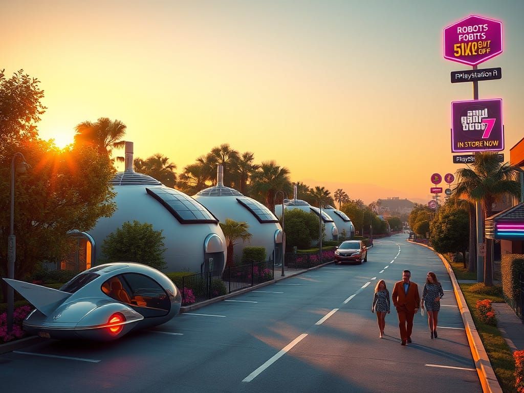 Futuristic Utopia at Sunset