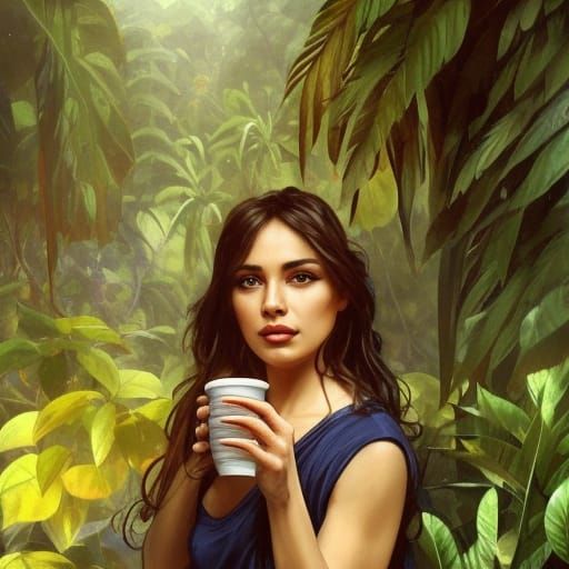 Attractive Woman Enjoying Coffee at Sunrise
