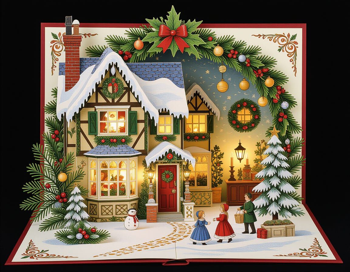 Victorian Christmas Pop-Up Book Scene