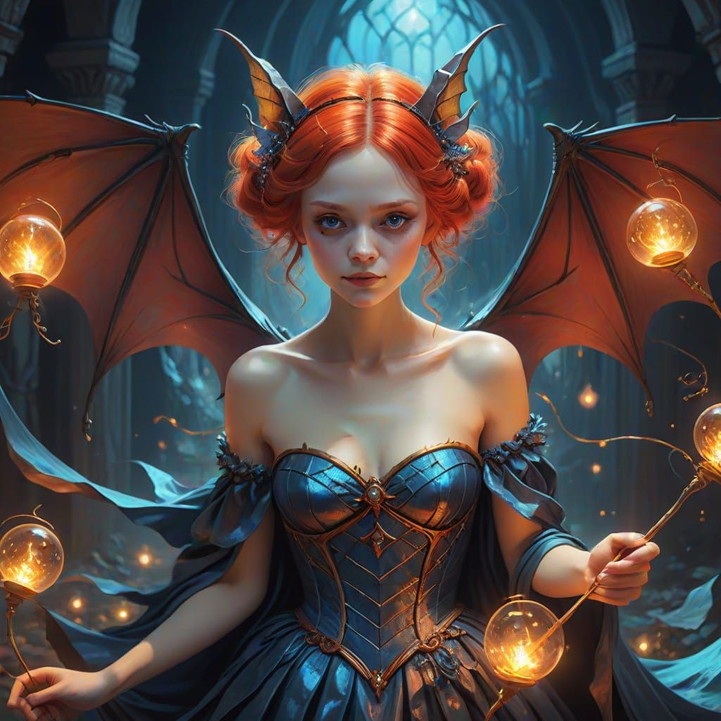 Whimsical Fairy Godmother with Bat Wings
