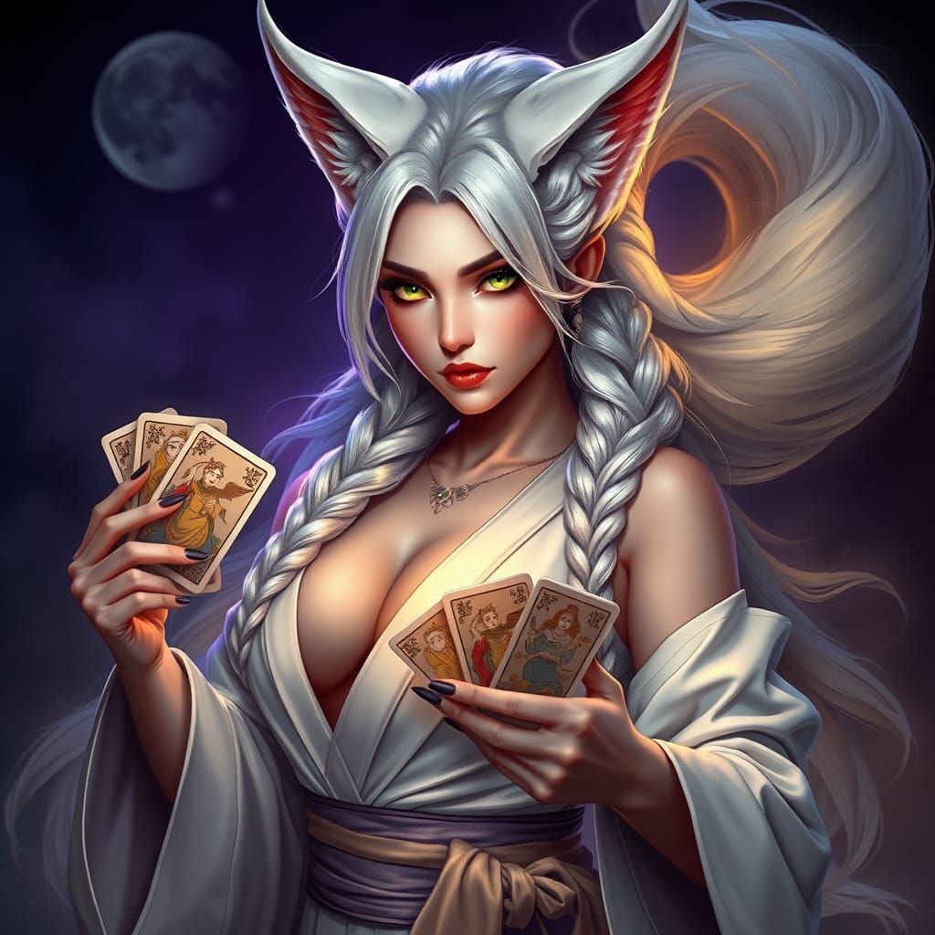 Kitsune Goddess in Dark Fantasy Setting