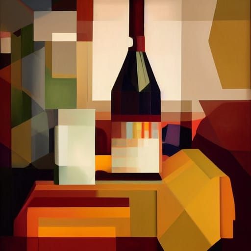 Cubist Amsterdam Dinner Scene in Vibrant, Low-Polygon Art