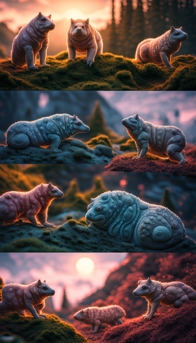 Psychedelic Tardigrade Landscape in Hyperrealistic Digital A...