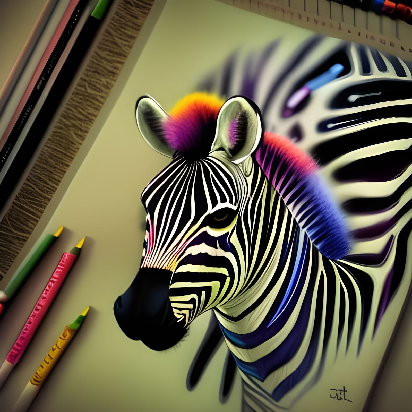 Liquid Crayon Zebra: Detailed and Colorful Art