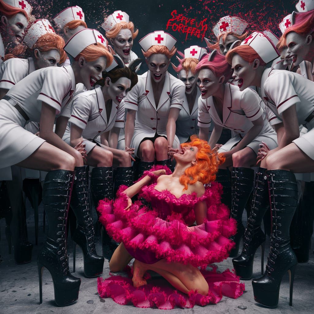 Demonic Nurses Gather in Sinister Matte Painting