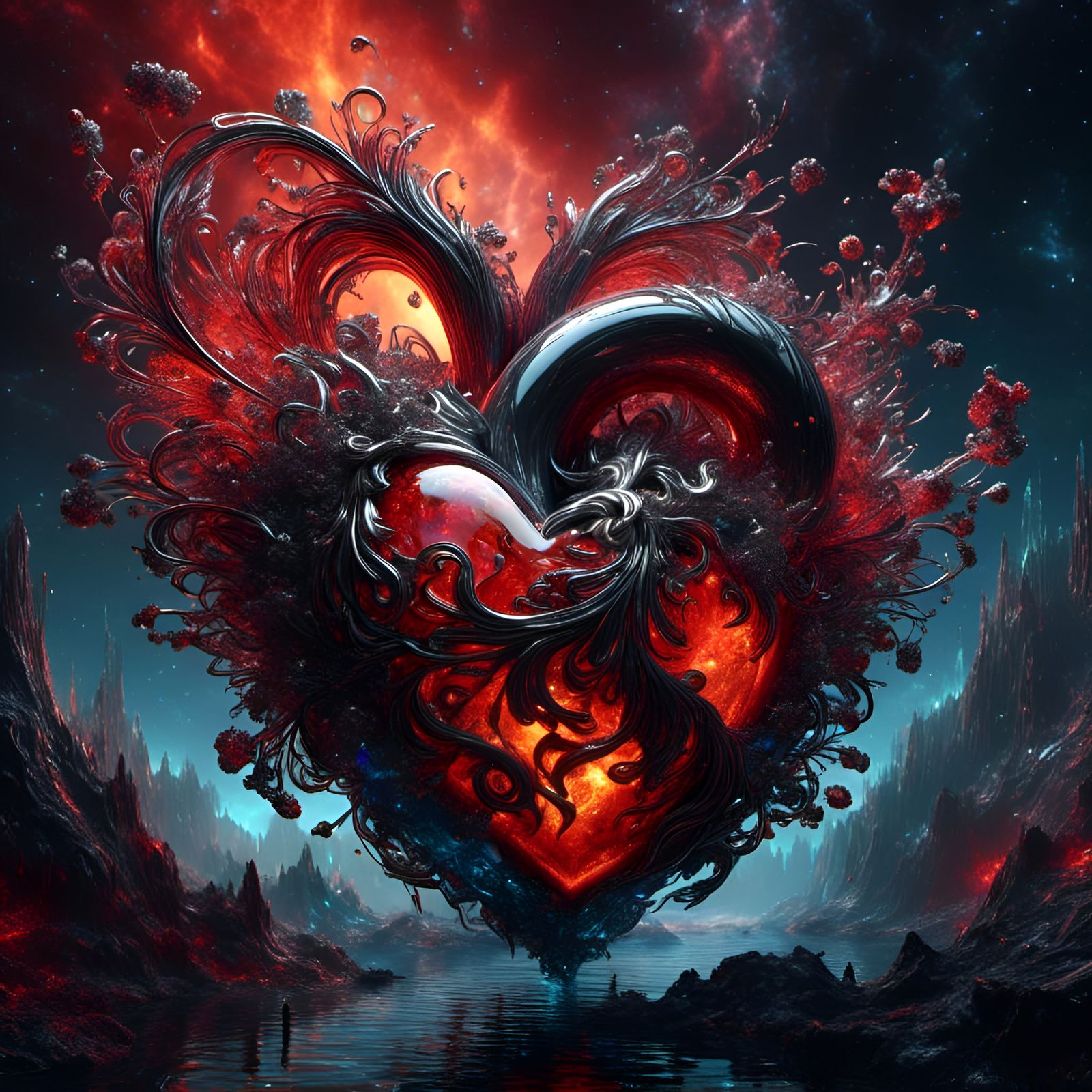 Crystal Ribbon Heart Fantasy