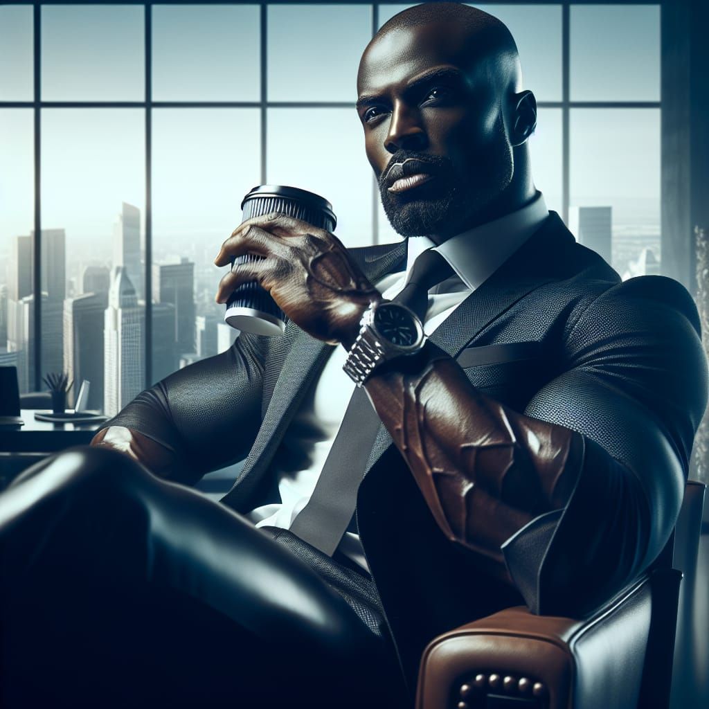 Confident CEO Portrait in Skyscraper Office