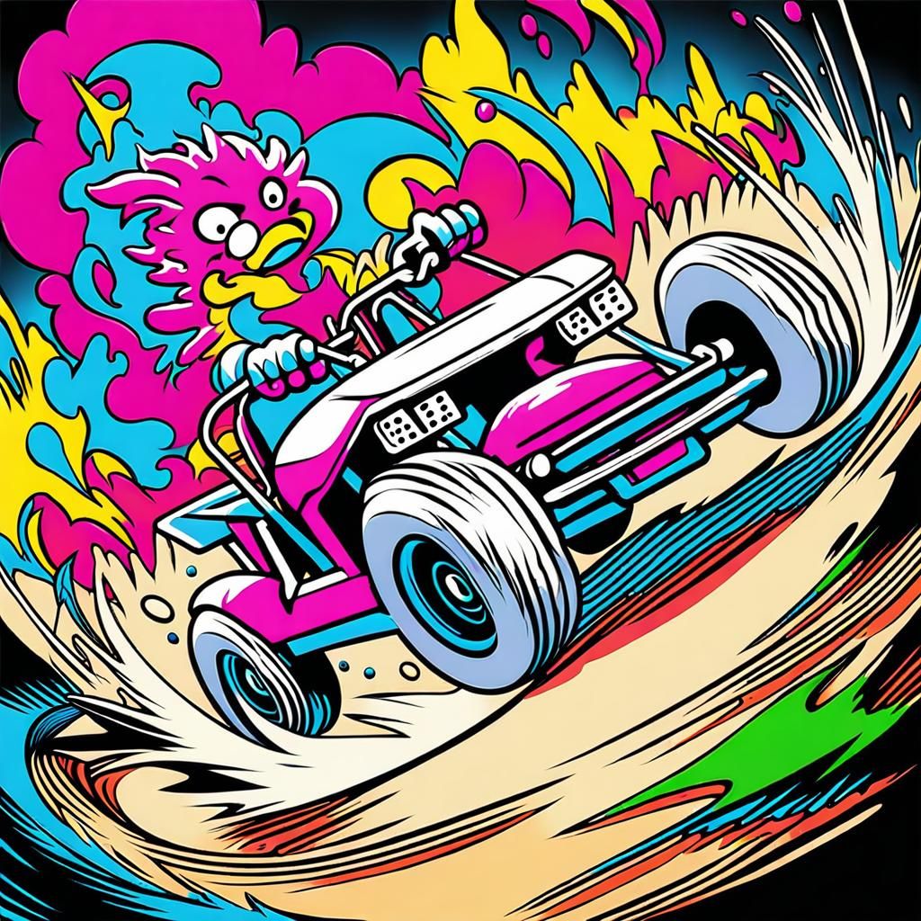 Dune Buggy Jump: Comic Book Graffiti Art
