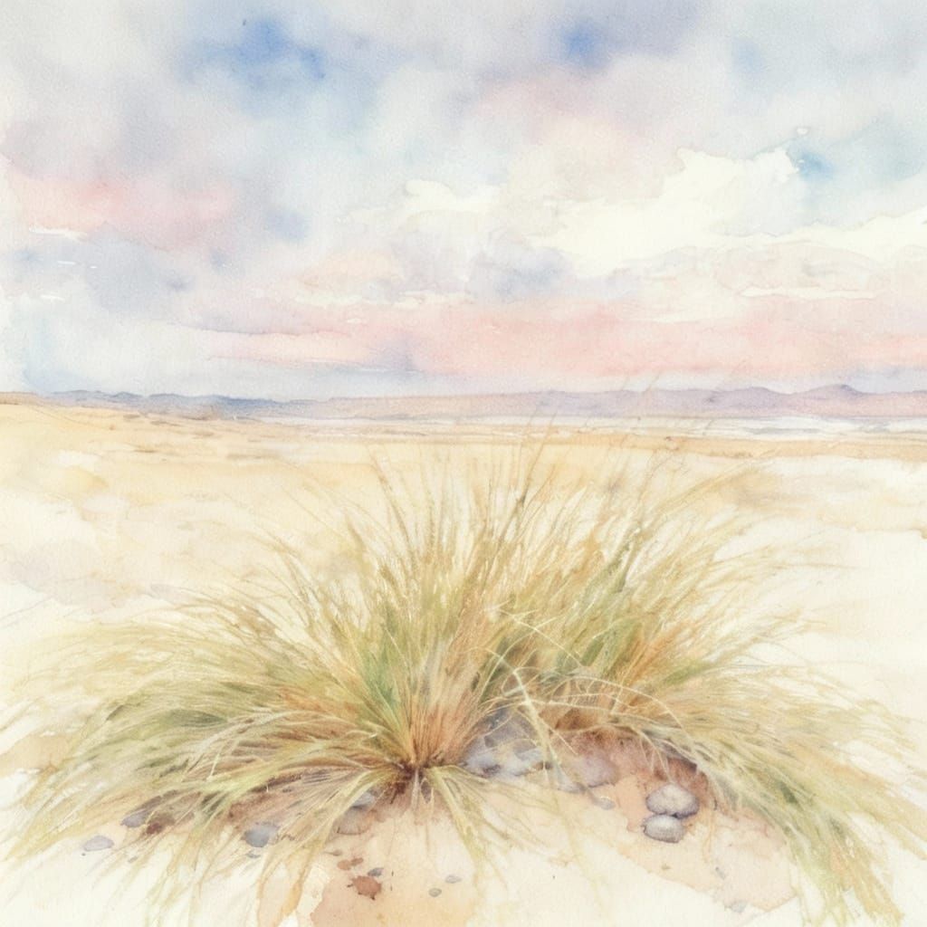 Watercolor Dune Grasses at Cambersands Beach