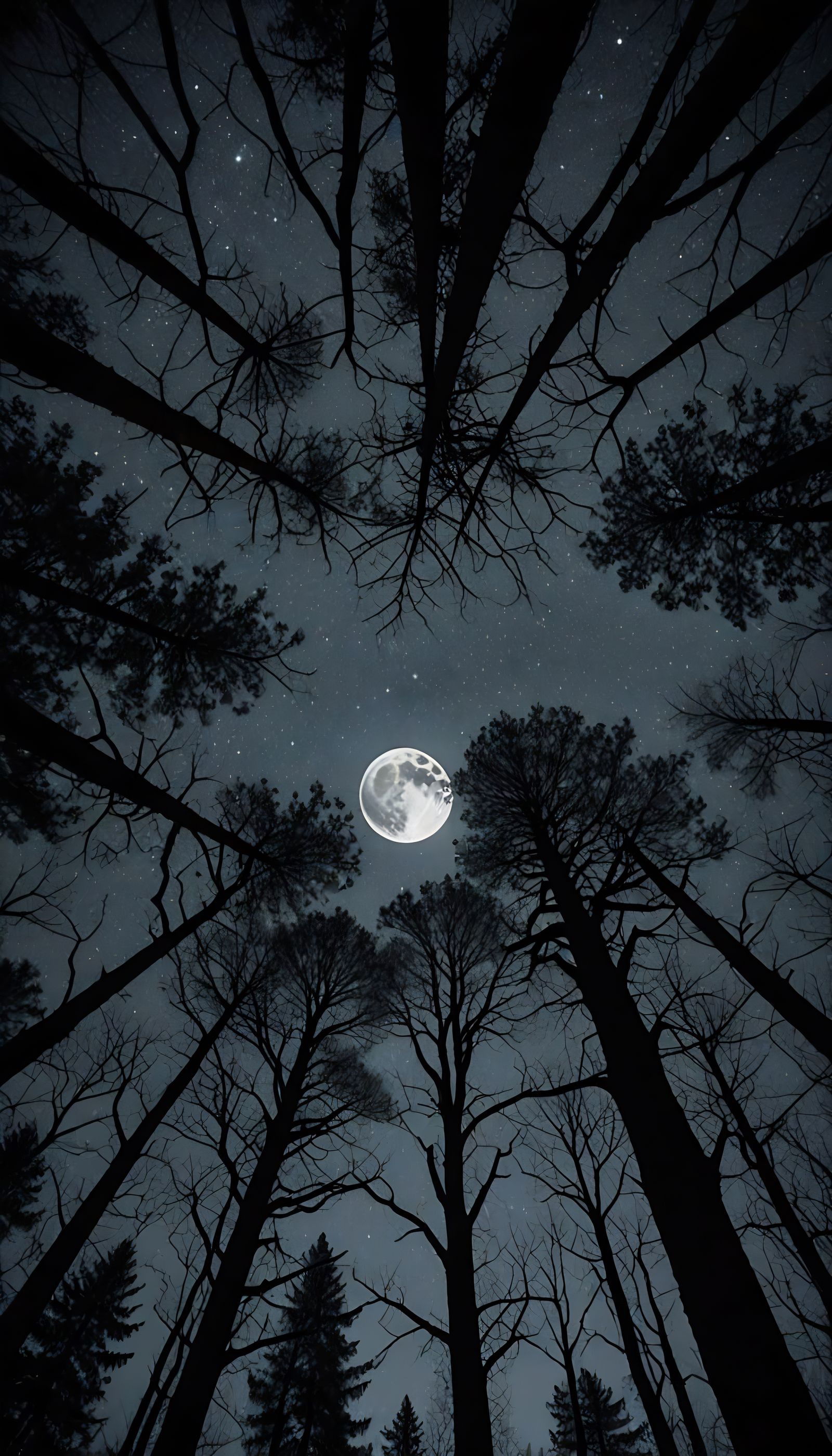 Moonlit Forest Canopy in Hyperrealistic Detail