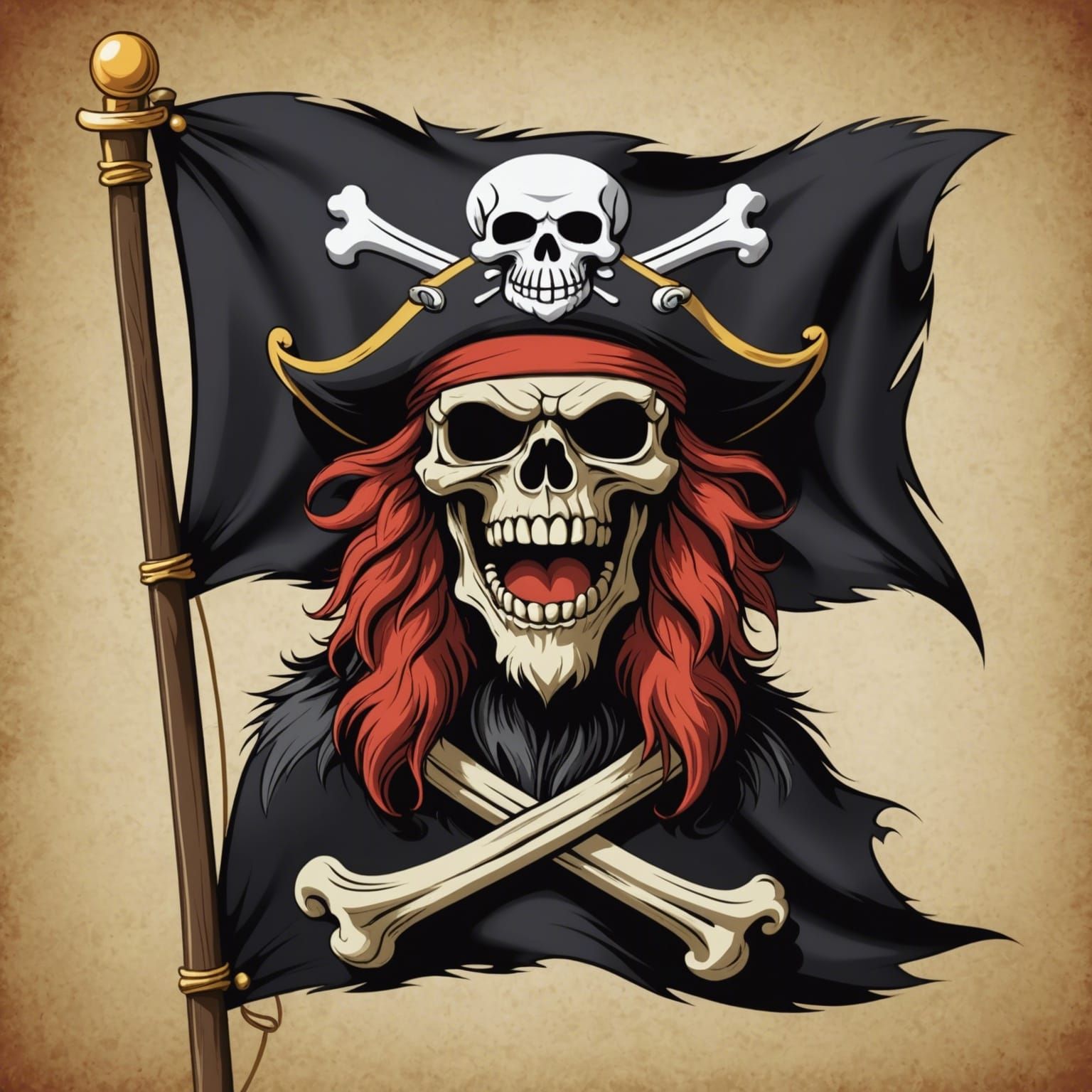 Pirate Flag with Furry Jolly Roger
