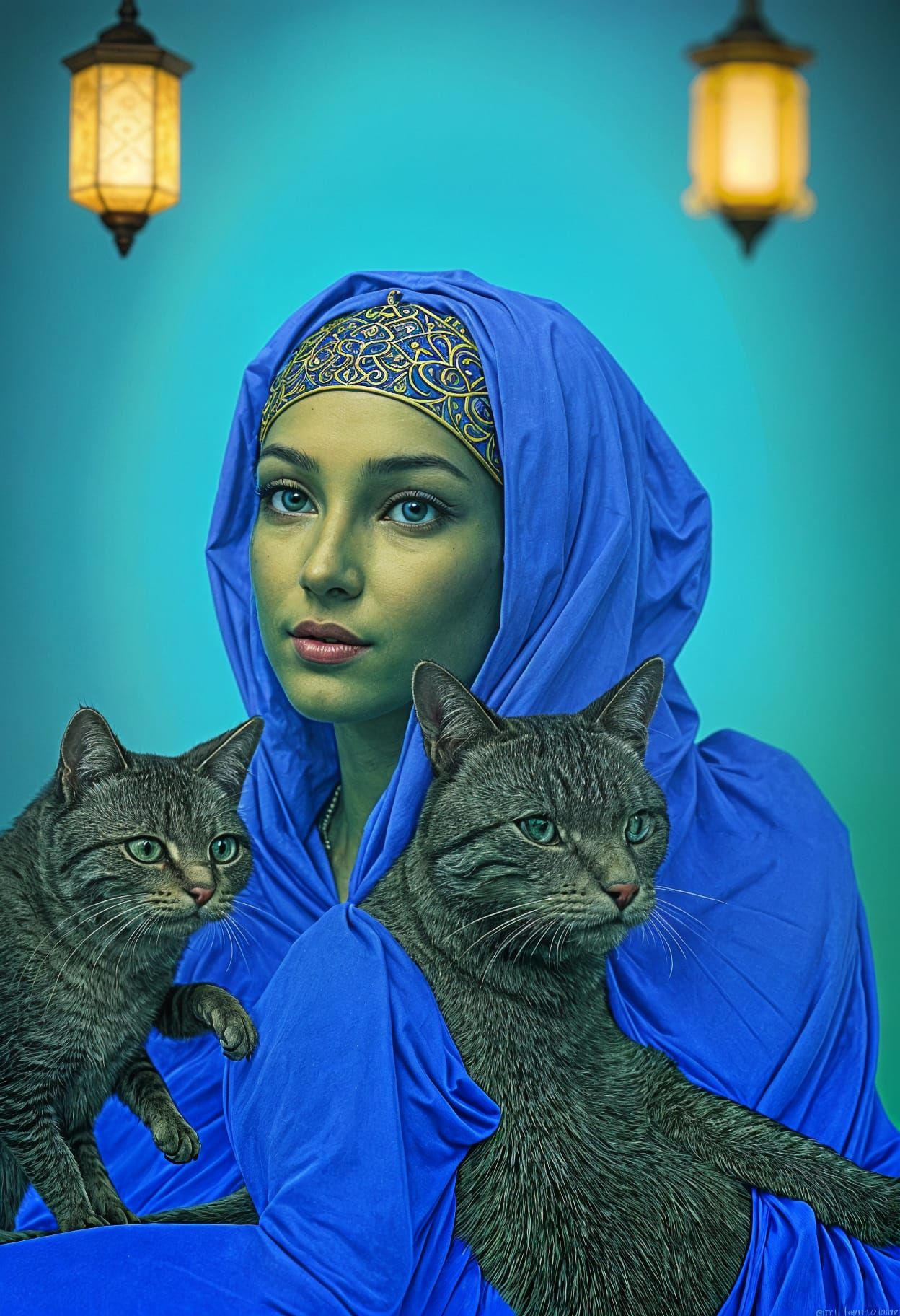 Ancient Egyptian Queen and Sacred Cat in Enlightened Harmony
