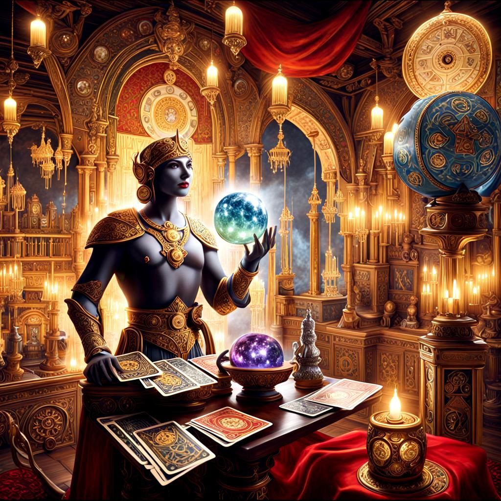 Mystical Tarot Reader in Renaissance Steampunk Style