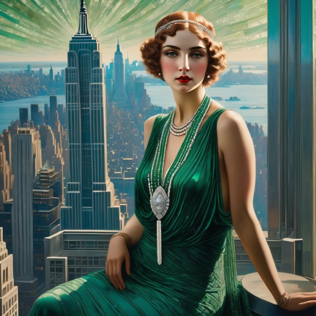 Aphrodite as Art Deco Flapper in New York