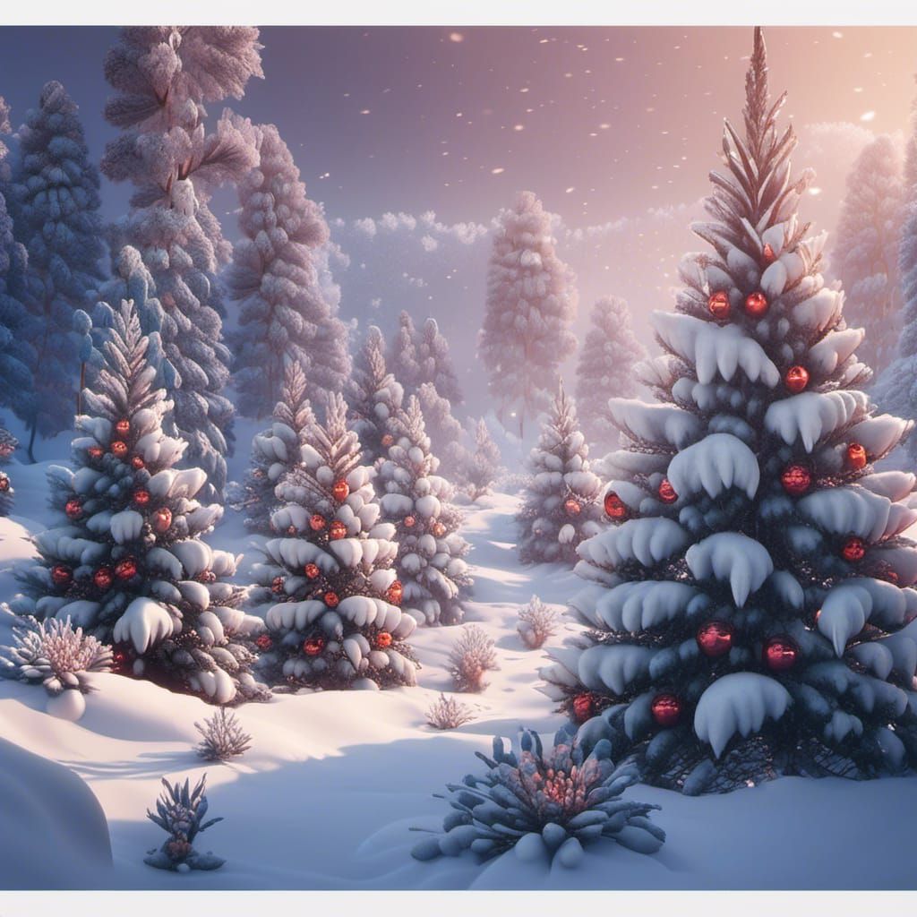 Poinsettia Christmas Scene in Detailed Matte Painting