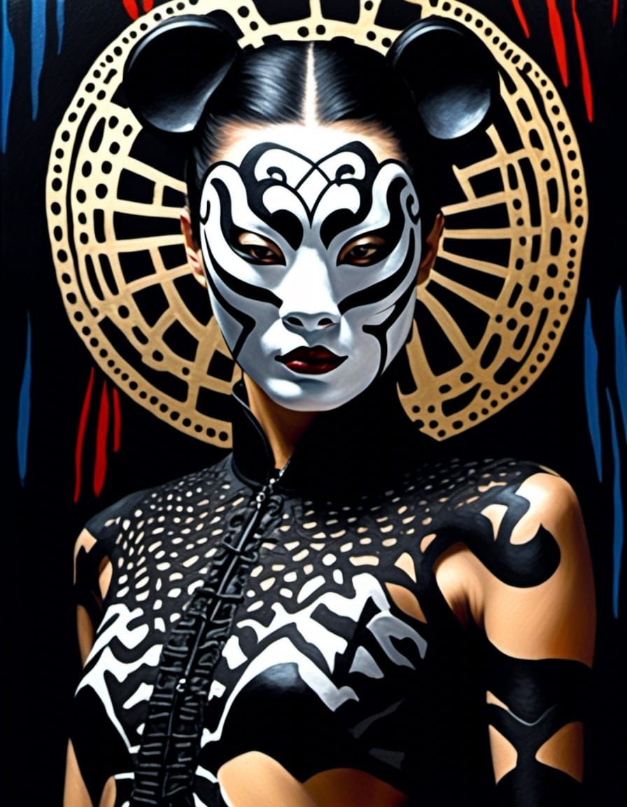 <lora:Dark Beauty :1.0> Manara oil painting. Medium shot. A ...