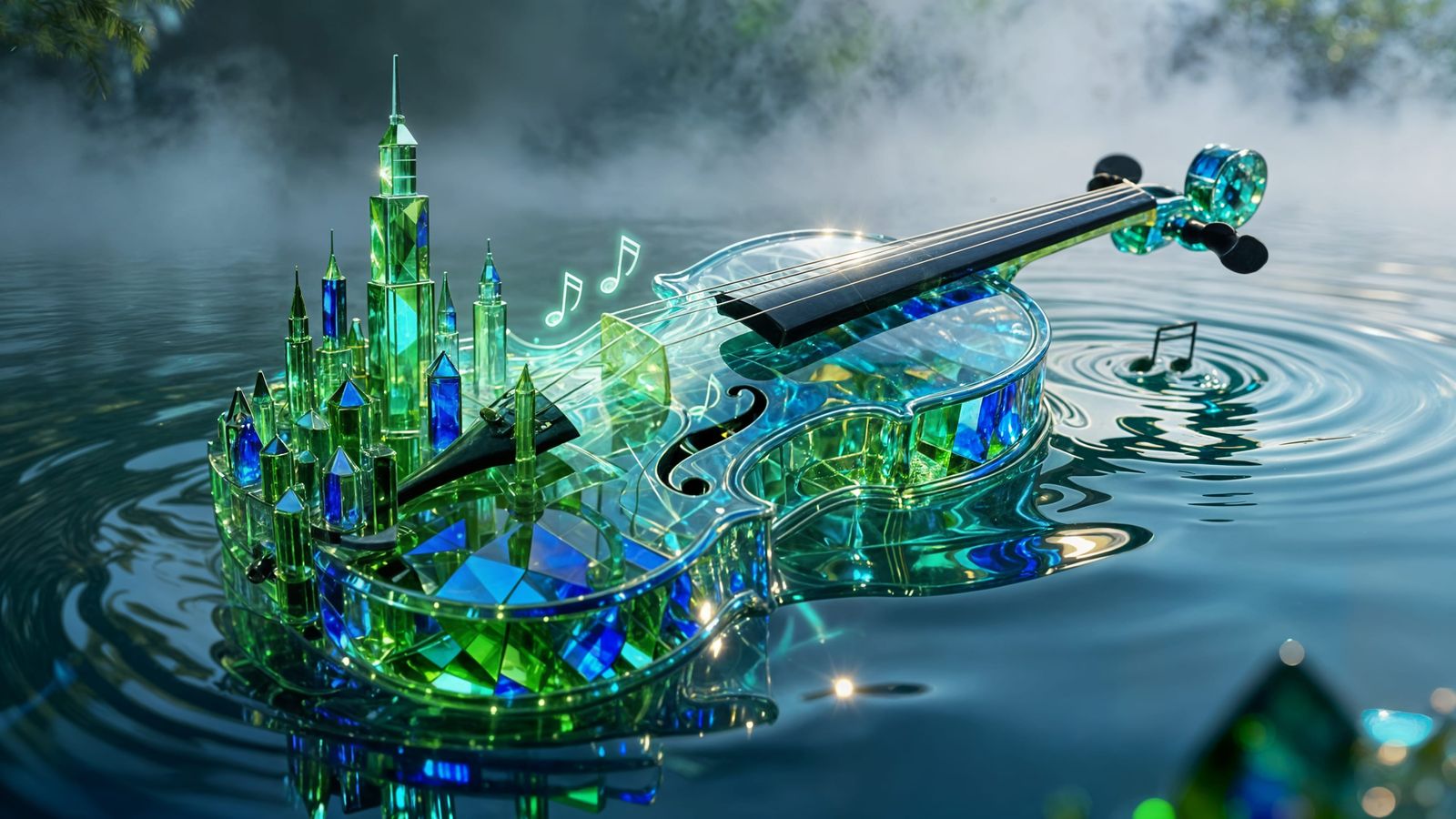 Water Violin Creates Emerald City of Glass