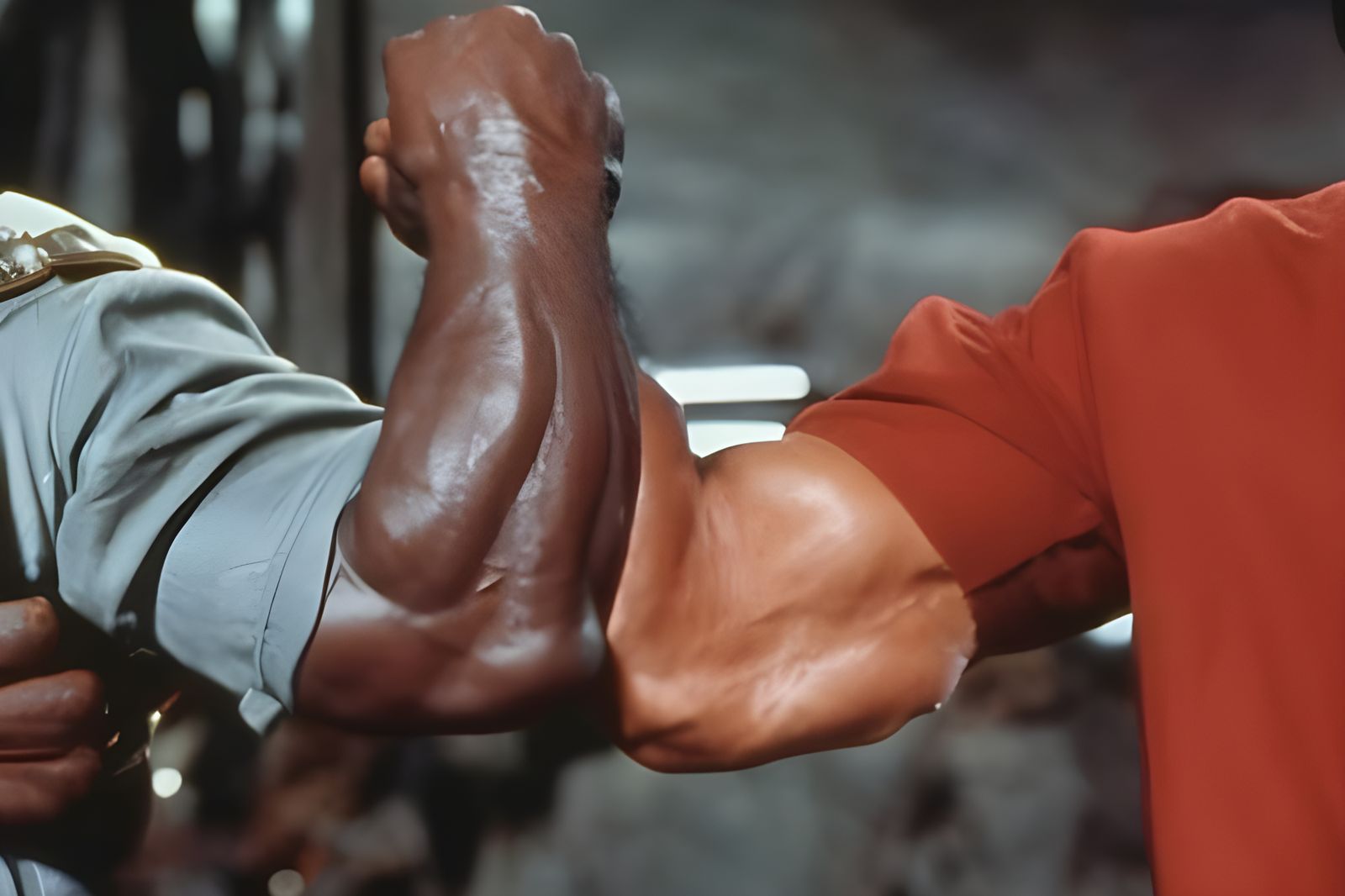 Epic Handshake: Schwarzenegger and Weathers, Hyperrealistic