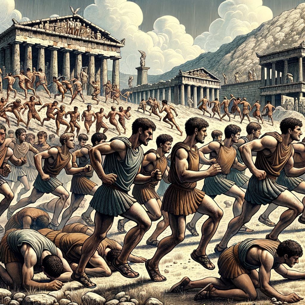 Spartan Youth in Ancient Greek Agoge Training Regimen