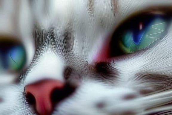 Cosmic Pink Eyed Kitten: Detailed Digital Art