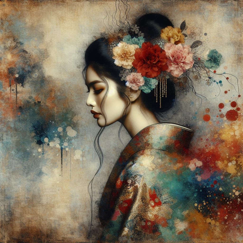 Geisha Portrait of a Beautiful Middle-Eastern Woman