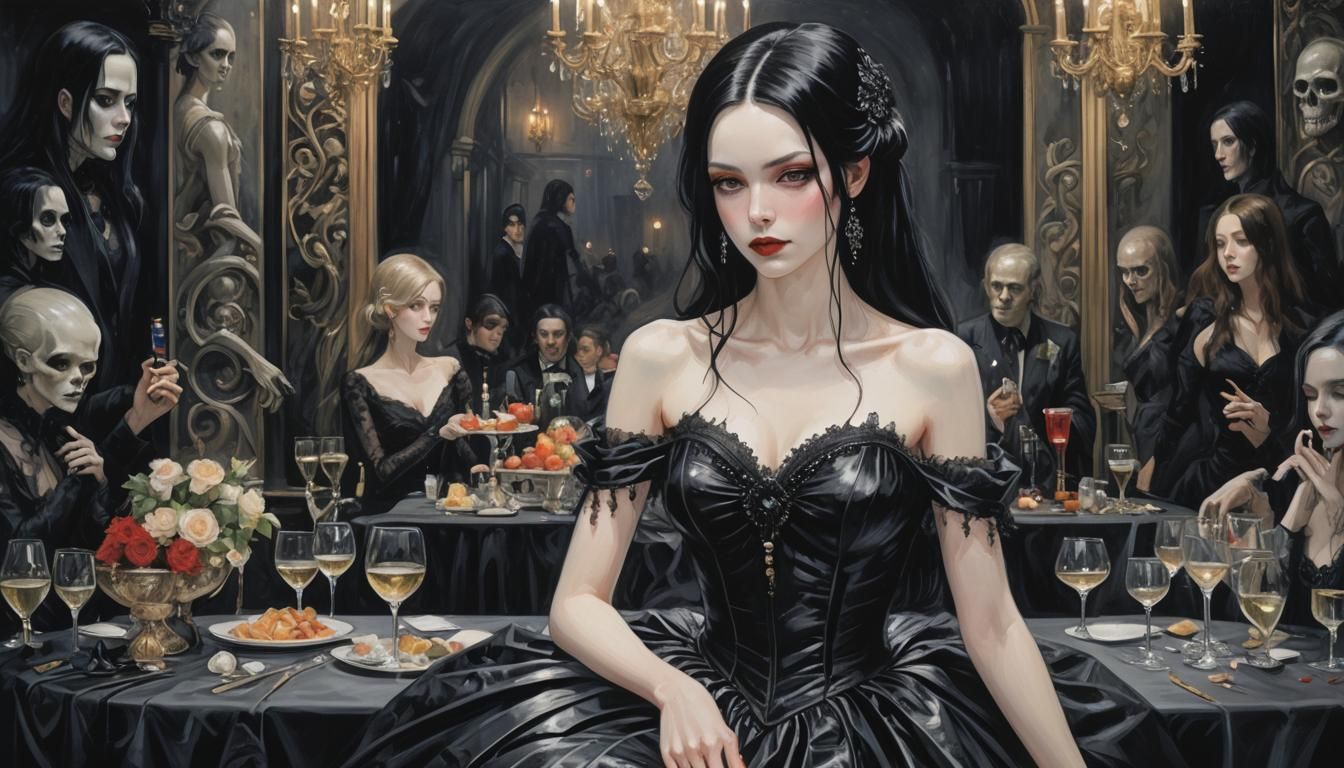 Elegant Gothic Portrait of a Girl at Party