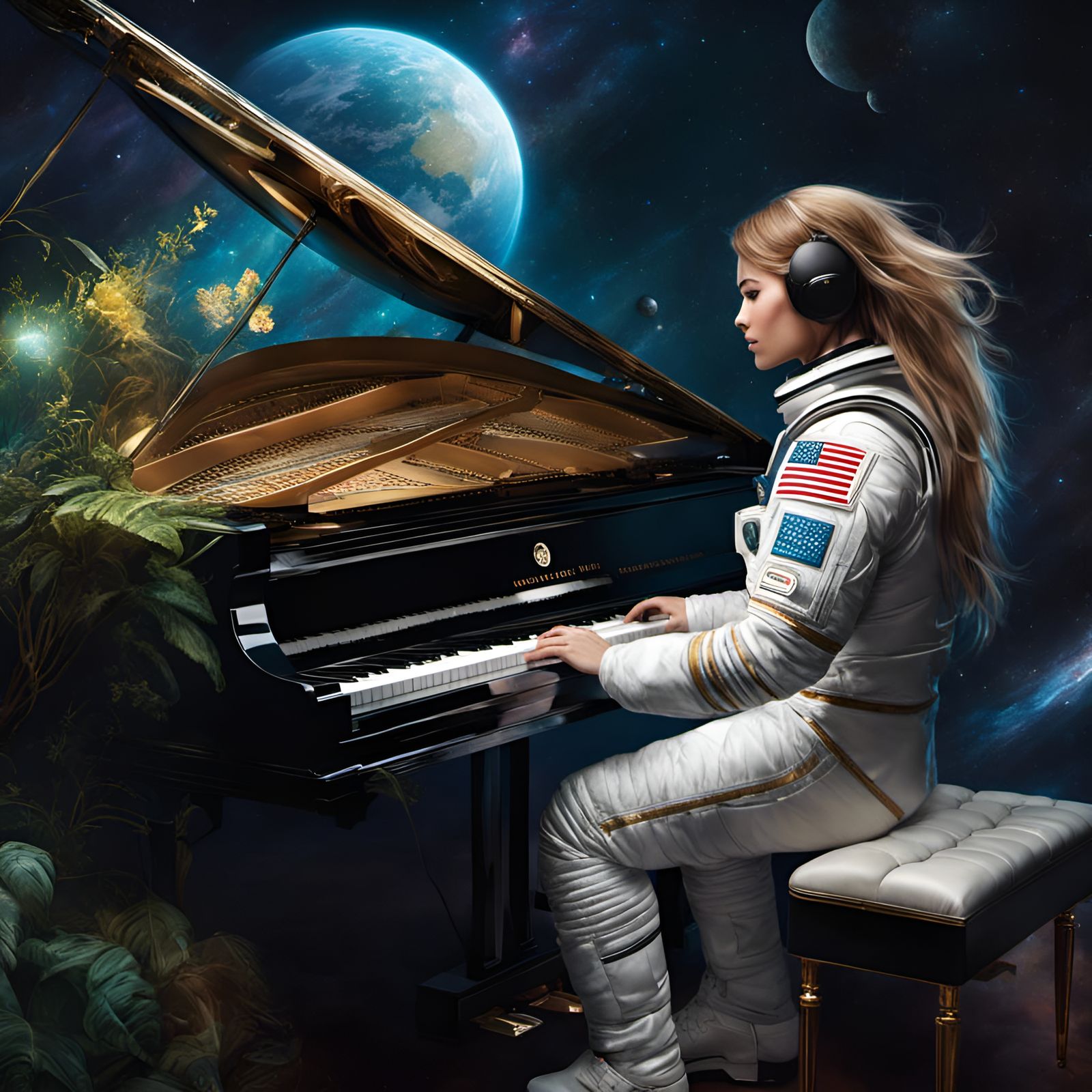 Astronaut Plays Piano in Fantasy Portrait