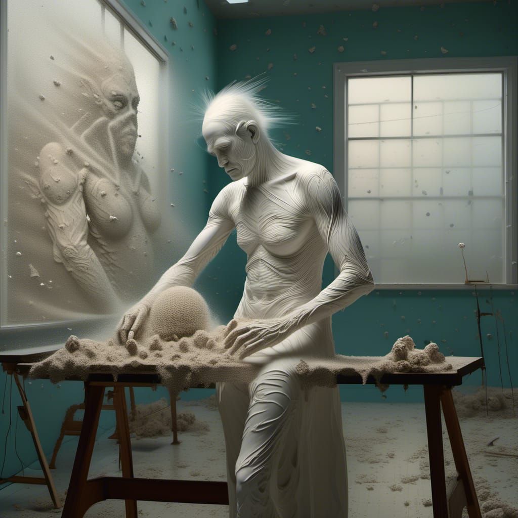 Surreal Portraits in White Laboratory, Detailed Matte Painti...