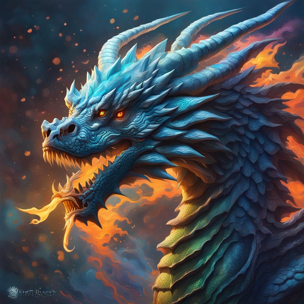 Hyperrealistic Ghost Dragon Splash Art