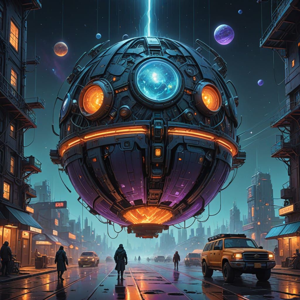 Cosmic Cybersphere in Radiant Blueshift and Redshift Hues